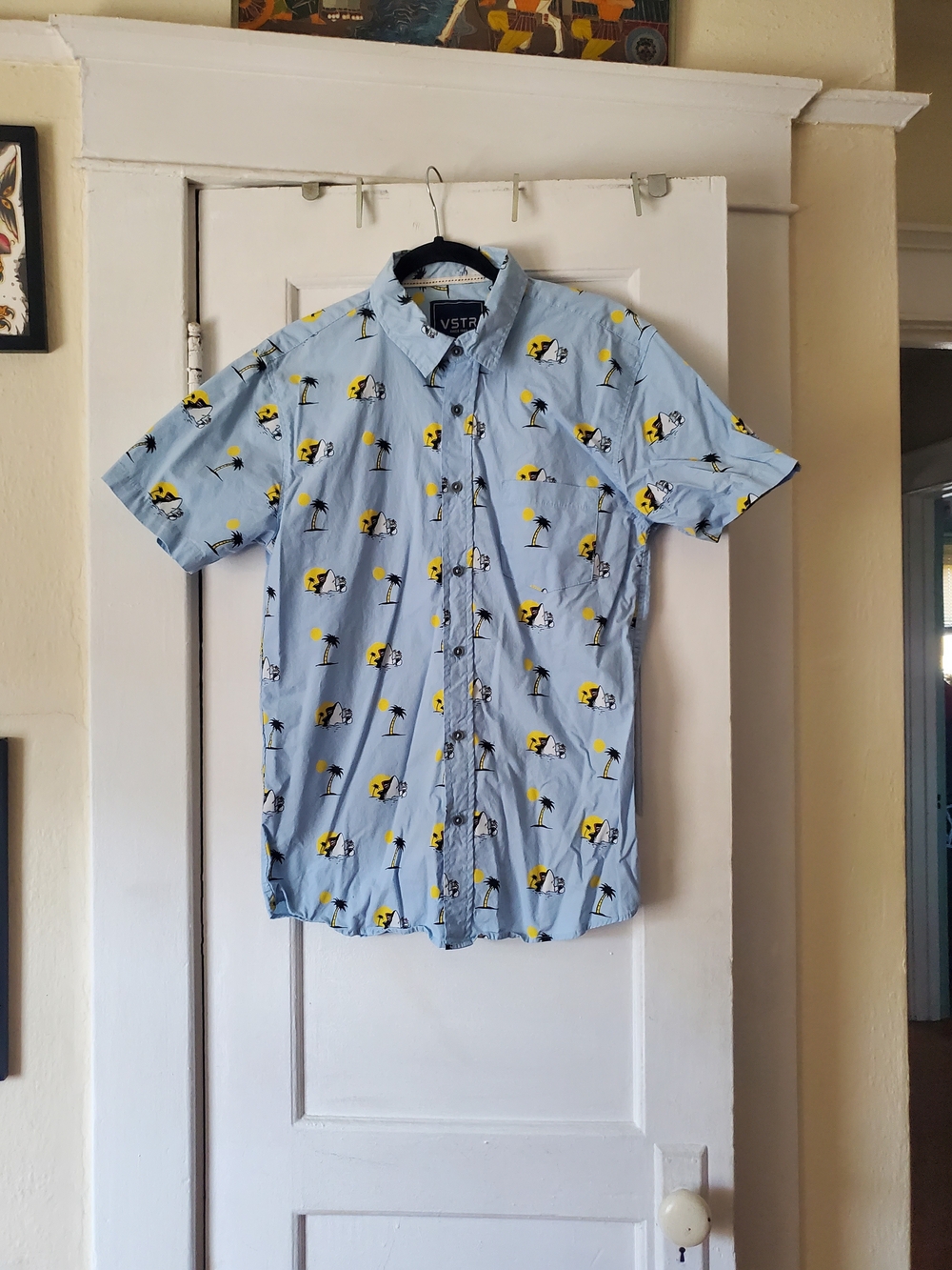 Men's VSTR Shark Print Button Up Shirt